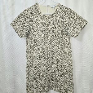GILLI  Leopard Print Cream And Black Short Sleeve Shift Dress